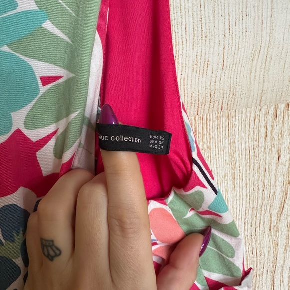 ZARA Pink Floral Open Back Mini Dress Vibrant Vacation - Picture 3 of 9